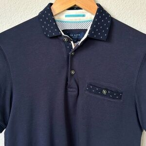Ted Baker London Men's Short Sleeve Polo Shirt Navy Blue Size 7